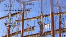  Presentation with maritime - Colorful PPT theme enhanced with maritime background with masts rigging and sails of old sailing ships in front of a blue sky backdrop and a light blue colored foreground