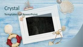  Presentation with sea shells - Colorful slide deck enhanced with maritime background with sea shells backdrop and a sky blue colored foreground