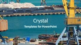  Presentation with infrastructure - Colorful slides enhanced with maritime logistics - industrial port infrastructure of seaport backdrop and a ocean colored foreground