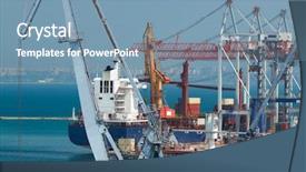  Presentation with infrastructure - Slides featuring maritime logistics - industrial port infrastructure of seaport background and a seafoam green colored foreground