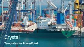  Presentation with infrastructure - Cool new presentation theme with maritime logistics - industrial port infrastructure of seaport backdrop and a ocean colored foreground