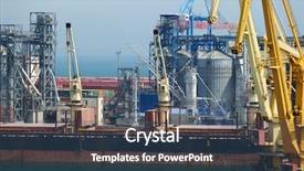  Presentation with infrastructure - Beautiful PPT theme featuring maritime logistics - industrial port infrastructure of seaport backdrop and a tawny brown colored foreground
