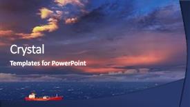  Presentation with logistics sea - Cool new presentation theme with maritime logistics - red ship in the sea backdrop and a violet colored foreground