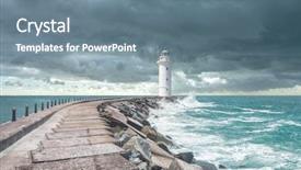  Presentation with lighthouse - PPT theme having lighthouse at the end background and a seafoam green colored foreground
