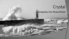  Presentation with lighthouse - Cool new slide deck with lighthouse in foz of douro portugal backdrop and a light gray colored foreground