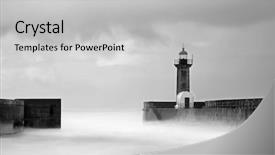  Presentation with lighthouse - PPT theme featuring lighthouse in foz of douro portugal background and a light gray colored foreground