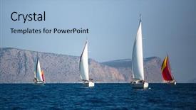  Presentation with luxury yacht - Slides featuring maritime transport - adventure and luxury holiday sailing background and a light blue colored foreground