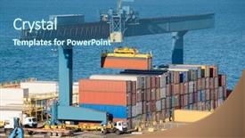  Presentation with maritime transport - PPT theme having maritime transport - loading container on truck background and a ocean colored foreground