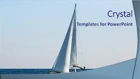  Presentation with sails sailing yacht catamaran sailing - Presentation theme featuring maritime transport - sailing luxury yachts at aegean background and a sky blue colored foreground