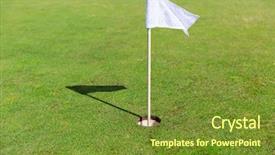  Presentation with entertainment - Colorful presentation design enhanced with mark in hole on golf backdrop and a tawny brown colored foreground