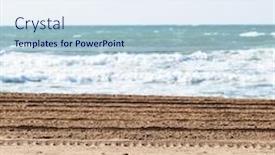  Presentation with truck - Colorful PPT layouts enhanced with mark of truck on the sand closeup backdrop and a sky blue colored foreground