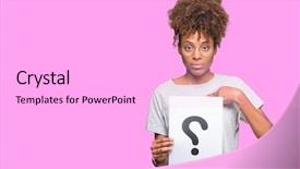 Presentation with african american woman question - Cool new slide set with marked - young african american woman holding backdrop and a lavender colored foreground