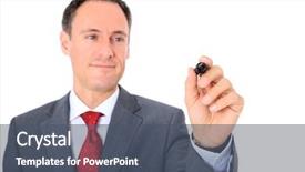  Presentation with focus - Amazing presentation theme having marker focus on hand ind backdrop and a dark gray colored foreground