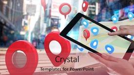  Presentation with city map - PPT theme having marker location pointers and map background and a red colored foreground