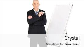  Presentation with flip chart - PPT theme featuring marker standing near flip chart background and a white colored foreground