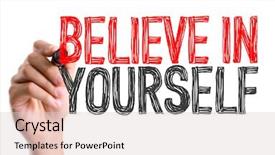 Presentation with believe - Colorful slide deck enhanced with marker writing believe in yourself backdrop and a lemonade colored foreground
