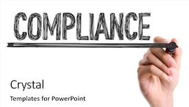  Presentation with marker - PPT theme enhanced with marker writing the word compliance background and a white colored foreground
