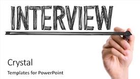  Presentation with interview - Colorful presentation theme enhanced with marker writing the word interview backdrop and a white colored foreground