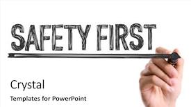  Presentation with safety workplace - PPT theme enhanced with marker writing the word safety background and a white colored foreground