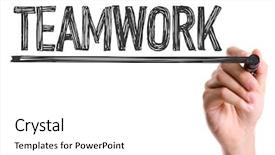  Presentation with marker - PPT theme with marker writing the word teamwork background and a white colored foreground