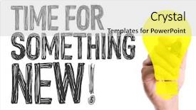  Presentation with change - Amazing PPT theme having marker writing the word time backdrop and a light gray colored foreground