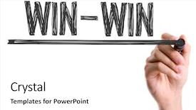  Presentation with win win - Slide set consisting of marker writing the word win background and a white colored foreground