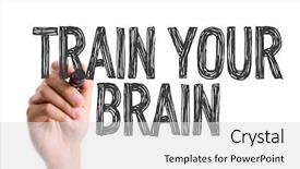  Presentation with brain development - Slide deck with marker writing train your brain background and a light gray colored foreground