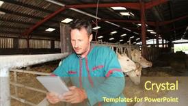  Presentation with barn - Cool new slides with market agriculture - farmer in barn using electronic backdrop and a tawny brown colored foreground