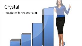  Presentation with emergency flip chart - Amazing PPT theme having market analysis - beautiful businesswoman with big 3d backdrop and a white colored foreground