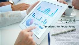  Presentation with market - Amazing PPT theme having market analysis - business document in touchpad held backdrop and a sky blue colored foreground