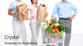  Presentation with grocery - Amazing theme having market basket - happy people shopping backdrop and a light gray colored foreground