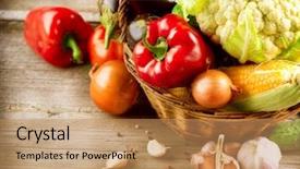  Presentation with healthy - Presentation theme having market basket - healthy organic vegetables background and a  colored foreground