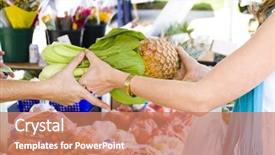  Presentation with pretty girl - PPT layouts consisting of market buying fruit and vegtable background and a coral colored foreground