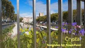 Presentation with market - Slide set featuring market-day-in-french-narbonne background and a tawny brown colored foreground