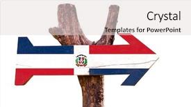 Presentation with dominican republic - Presentation design consisting of market dominance - dominican republic flag wooden sign background and a light gray colored foreground