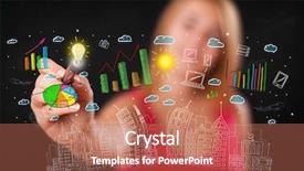  Presentation with sketching - Cool new theme with market economy - cute woman sketching city backdrop and a coral colored foreground