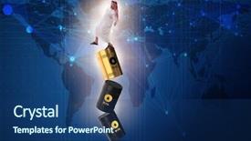  Presentation with barrels - Audience pleasing PPT theme consisting of market equilibrium - arab businessman losing balance backdrop and a ocean colored foreground