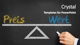  Presentation with equilibrium - Slide deck enhanced with market equilibrium - balance between the german words background and a dark gray colored foreground