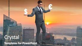 Presentation with equilibrium - Cool new PPT layouts with market equilibrium - businessman balancing between choosing dollar backdrop and a dark gray colored foreground