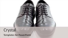  Presentation with footprint - Presentation theme consisting of market footprint - shoes isolated background and a light gray colored foreground