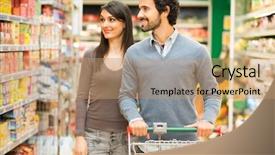  Presentation with supermarket - Slides with market grocery - young couple shopping background and a coral colored foreground