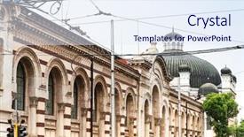  Presentation with history bulgaria - Presentation theme consisting of market hall in sofia bulgaria background and a sky blue colored foreground