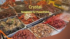  Presentation with food market - PPT theme with market in seoul south korea background and a tawny brown colored foreground