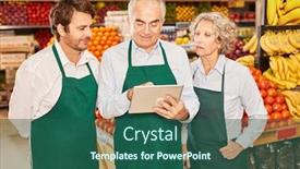  Presentation with team leader - Cool new PPT theme with market-leader-and-salesman-team backdrop and a ocean colored foreground