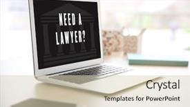  Presentation with lawyer - Presentation theme consisting of market needs - modern laptop on table text background and a soft green colored foreground