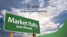  Presentation with rally - PPT theme featuring market rally green road sign background and a light blue colored foreground