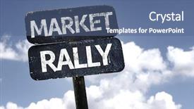  Presentation with rally - Amazing PPT theme having market rally sign with clouds backdrop and a ocean colored foreground