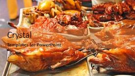  Presentation with market - Slides with market sell roasted goose background and a gold colored foreground