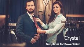  Presentation with man in suit and tie - Theme enhanced with market size - confident handsome man with beard background and a  colored foreground