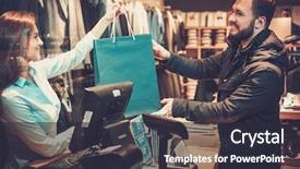  Presentation with happy sad face man - PPT theme having market size - happy handsome man taking shopping background and a wine colored foreground